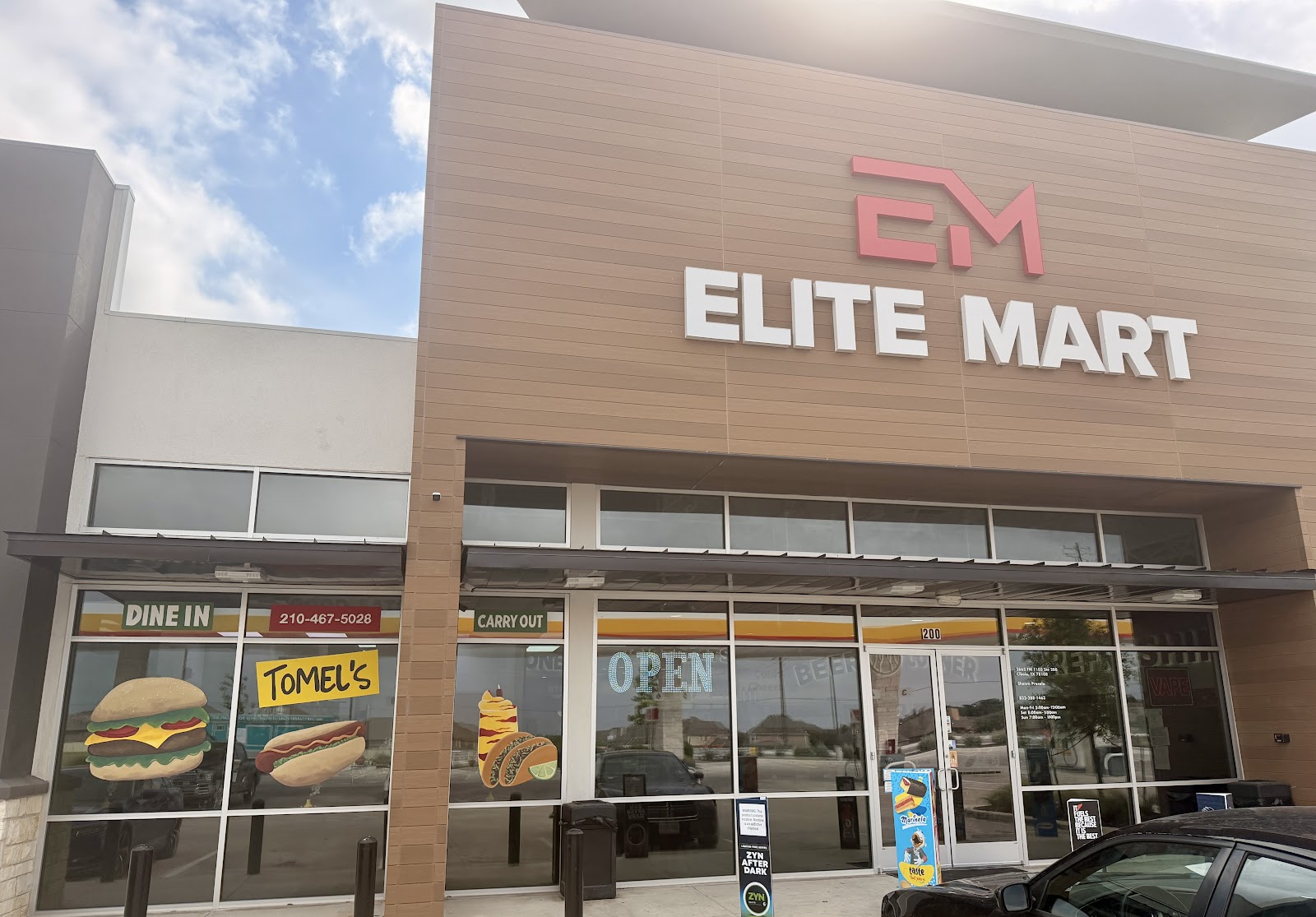 Tomel's storefront inside the Elite Mart on FM 1103
