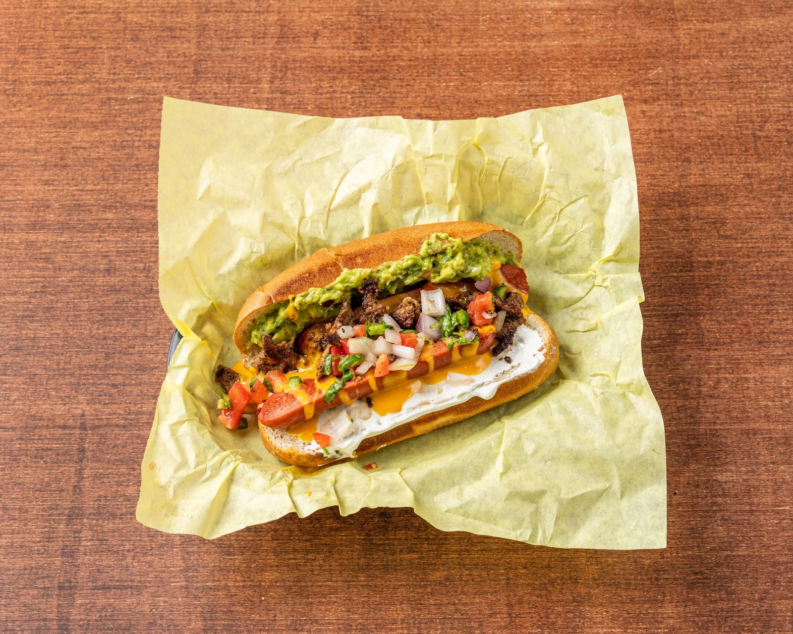 Loaded hot dog at Tomel's